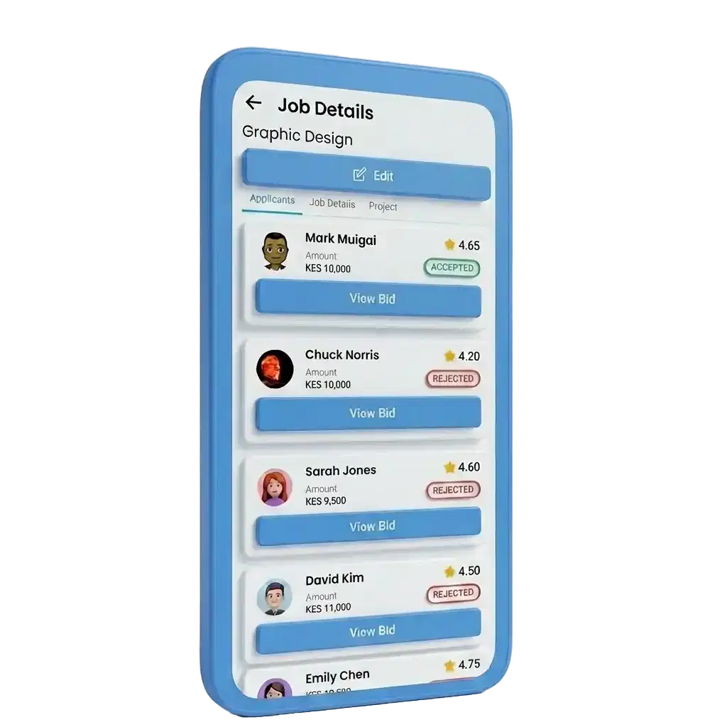 Find the right talent for the job based on pricing, portfolio quality, location, and ratings.